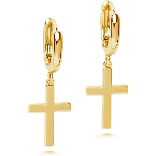 Mens Small Cross Earrings in Gold - Nialaya - Modalova