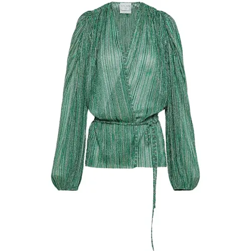 Wrapover Pleated Tulle Shirt Emerald - Forte Forte - Modalova