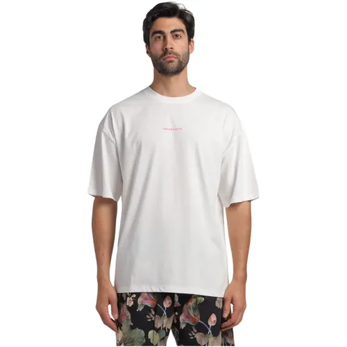 Fluorescent Logo Half Sleeve Crewneck T-shirt , male, Sizes: L - Amaránto - Modalova