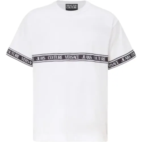 Herren T-Shirt Weiß Polos Jeans Couture , Herren, Größe: S - Versace - Modalova