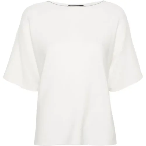 Weiße Baumwollstrick T-Shirt mit Ketten-Link Details , Damen, Größe: 2XS - Fabiana Filippi - Modalova