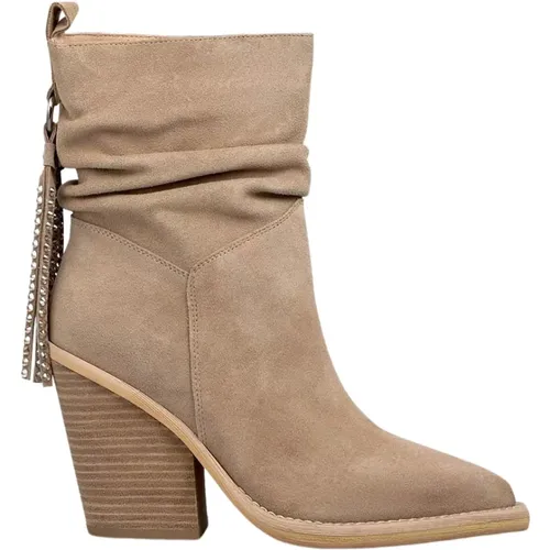 Fringed Back Heeled Leather Boot , female, Sizes: 6 UK, 4 UK, 5 UK - Alma en Pena - Modalova