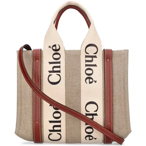 Canvas Shopper Bag , female, Sizes: ONE SIZE - Chloé - Modalova