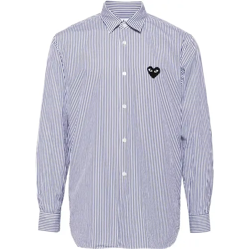 Gestreiftes Schwarzes Herz Langarmhemd - Comme des Garçons Play - Modalova