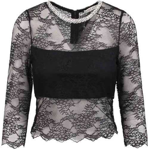 Vanita Lace Sweater with Rhinestone Details , female, Sizes: M - alice + olivia - Modalova