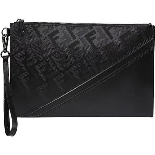 Leather Handbag with Striped Texture , male, Sizes: ONE SIZE - Fendi - Modalova
