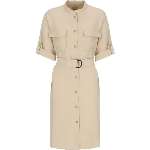 Linen Blend Shirt Dress , female, Sizes: S, XS - Woolrich - Modalova