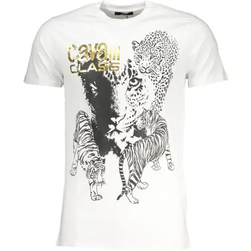 Print Logo Round Neck T-Shirt , male, Sizes: L, XL, 2XL - Cavalli Class - Modalova