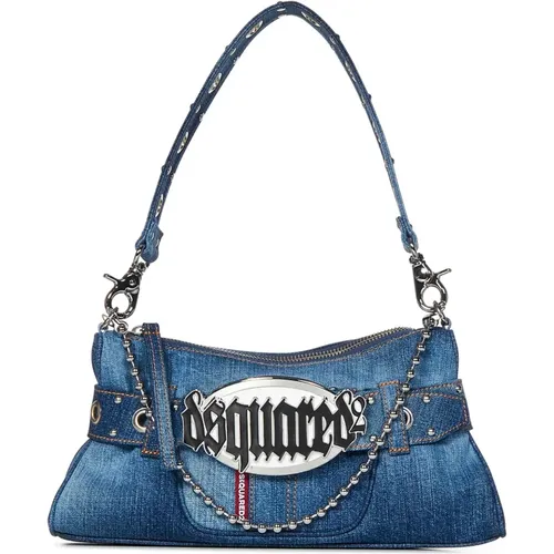 Blaue Gothic Schultertasche mit Gürtel - Dsquared2 - Modalova