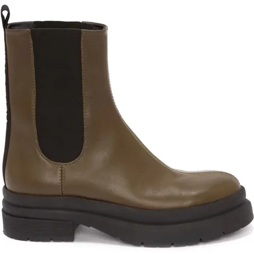 Grüne Leder Combat Ankle Boots , Damen, Größe: 37 EU - JW Anderson - Modalova