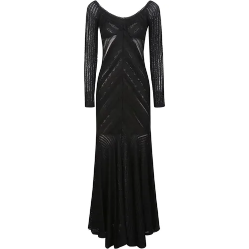 Schwarzes Kleid mit Transparenzeffekt und Volants , Damen, Größe: L - Charo Ruiz Ibiza - Modalova