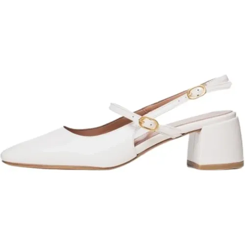 Weiße Retro-Stil Sandalen , Damen, Größe: 38 EU - Poche Paris - Modalova