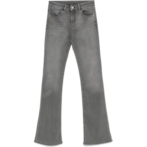 Grey Washed Denim Flared Jeans , female, Sizes: W26, W28, W29, W31, W27 - Emporio Armani - Modalova