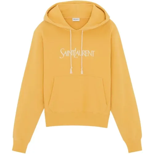 Logo-Print Hoodie , male, Sizes: M - Saint Laurent - Modalova