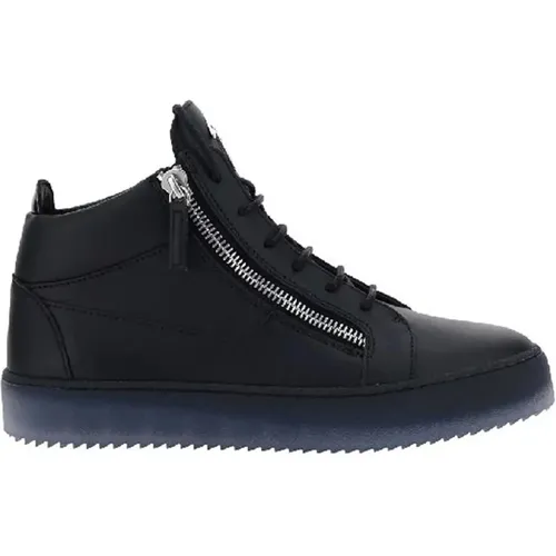 Schwarze Ledersneakers mit Reißverschluss - giuseppe zanotti - Modalova