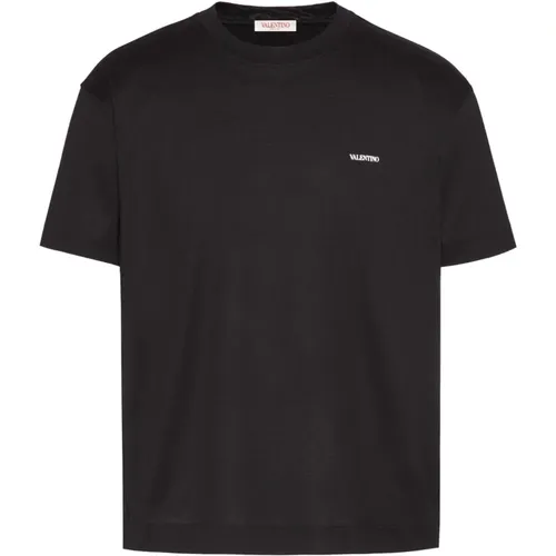 Nero Logo Cotton T-shirt Italy , male, Sizes: L, XL - Valentino Garavani - Modalova