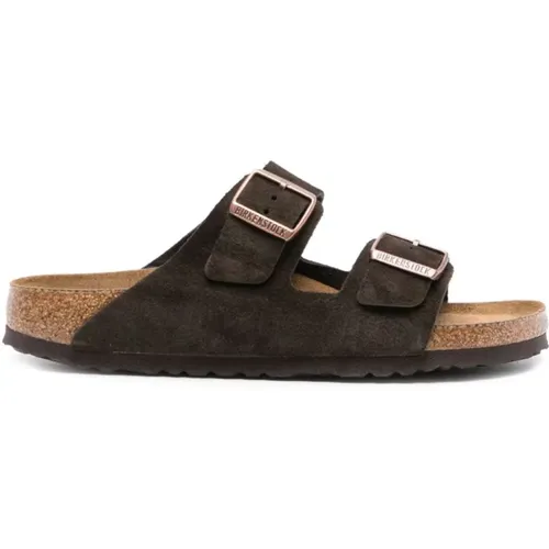 Braune Ledersandalen Komfort Stil , Herren, Größe: 44 EU - Birkenstock - Modalova