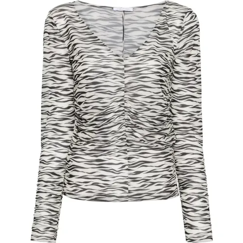 Animal Print Pullover mit Rüschen , Damen, Größe: XS - PATRIZIA PEPE - Modalova