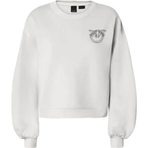 Grauer Pullover Love Birds Bestickt Baumwolle - pinko - Modalova