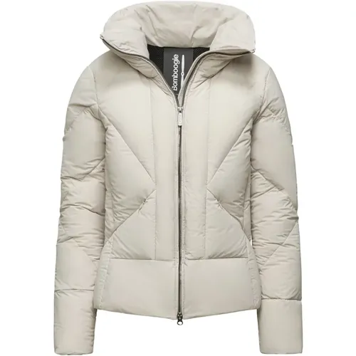 Stretch-Nylon Down Jacket with High Collar , female, Sizes: XL, S, M, L - BomBoogie - Modalova