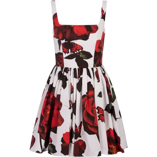 Tudor Rose Sleeveless Mini Dress , female, Sizes: S, 2XS, XS - alexander mcqueen - Modalova