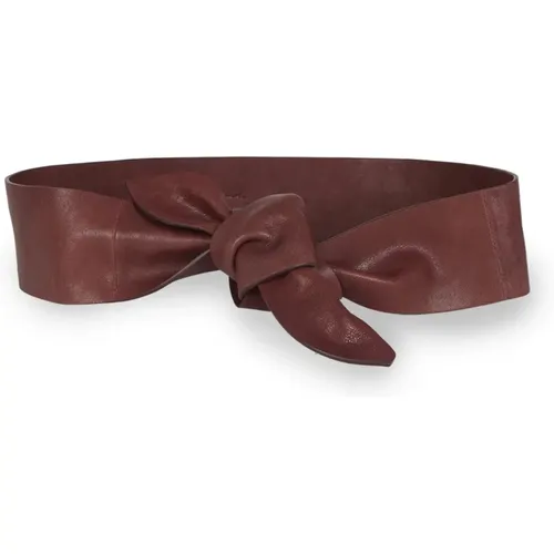 Burgundy Leather Knot Belt , female, Sizes: S, M - Cortana - Modalova