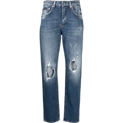 Distressed Straight Jeans , female, Sizes: S - Dolce & Gabbana - Modalova