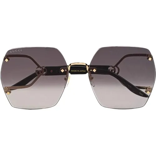 Gold-Schwarze Sonnenbrille , Damen, Größe: 62 MM - Gucci - Modalova