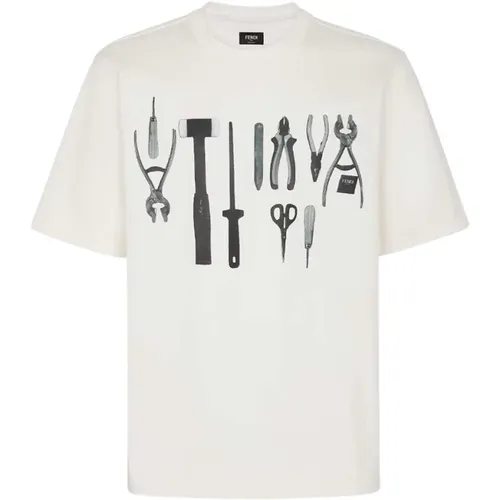 T-Shirt Embr Tool , male, Sizes: M - Fendi - Modalova