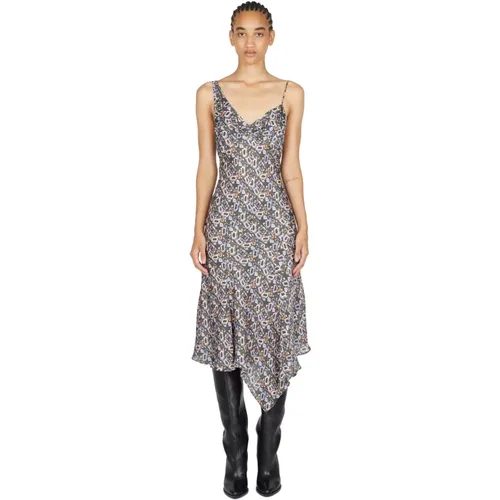 Lucia Bedrucktes Midi-Kleid mit Asymmetrischem Saum , Damen, Größe: 2XS - Isabel marant - Modalova