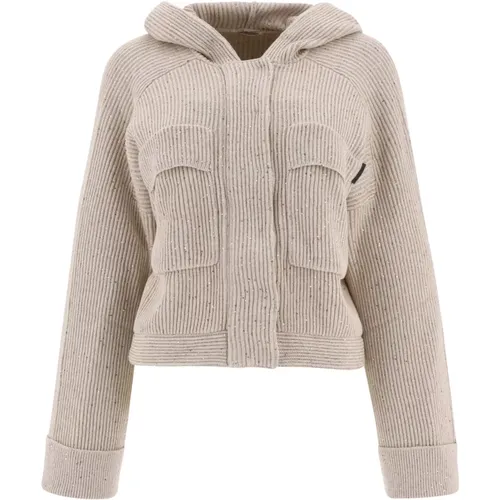 Hooded Cardigan With Shiny Tab , female, Sizes: S - BRUNELLO CUCINELLI - Modalova