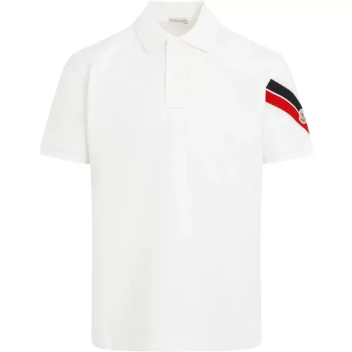 Weiße Baumwoll-Poloshirt , Herren, Größe: L - Moncler - Modalova