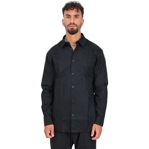 Elegantes Schwarzes Jacquard Baumwollhemd , Herren, Größe: M - Armani Exchange - Modalova