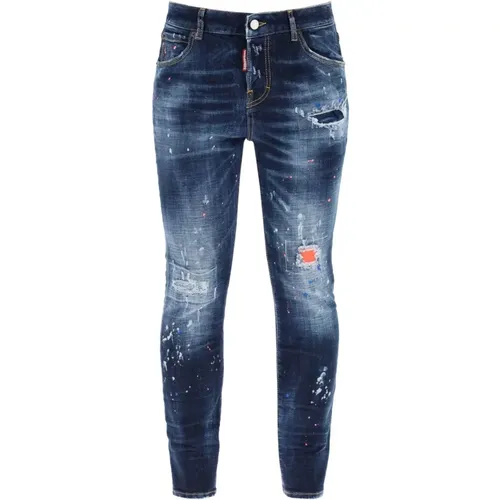 Dunkle Neon Splash Wash Jeans , Damen, Größe: 2XS - Dsquared2 - Modalova