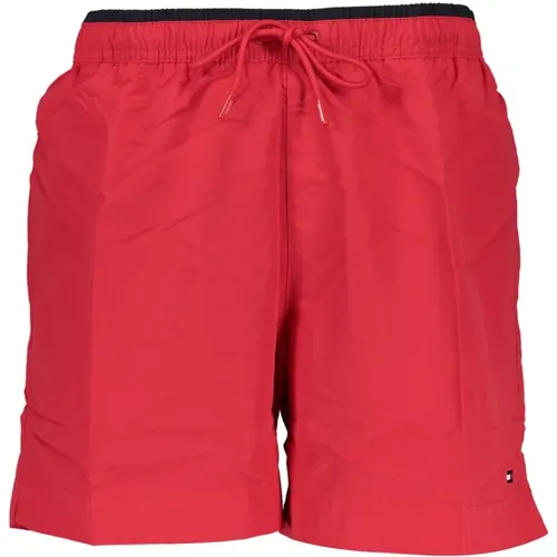 Rote Badehose mit Stickerei , Herren, Größe: M - Tommy Hilfiger - Modalova