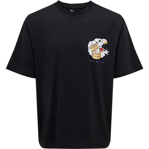 T-Shirt Disney Life Kurzarmshirt mit Frontprint , Herren, Größe: L - Only & Sons - Modalova