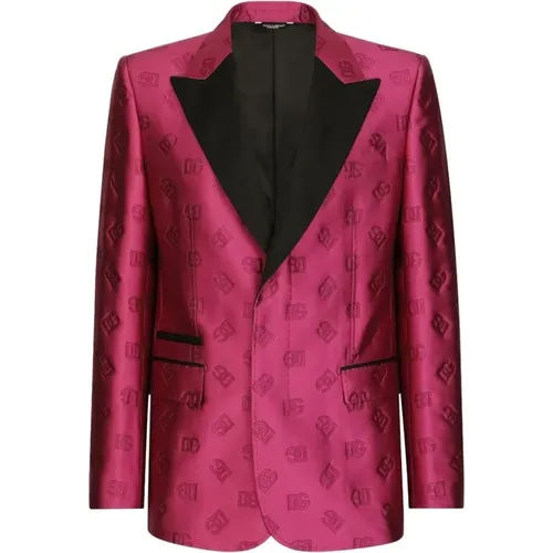 Jacquard Single-Breasted Tuxedo Jacket , male, Sizes: L, M - Dolce & Gabbana - Modalova