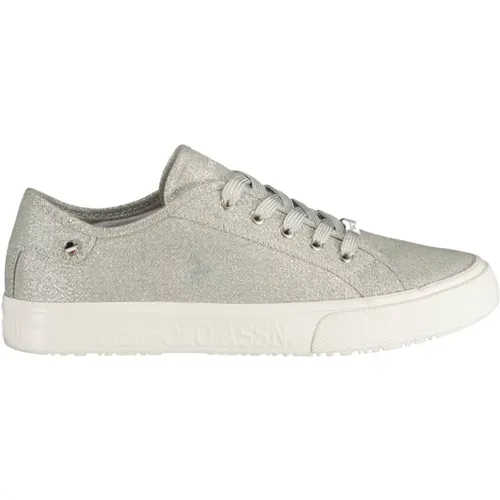 Silver Lace-Up Sporty Sneakers , female, Sizes: 7 UK, 2 UK, 6 UK - U.s. Polo Assn. - Modalova