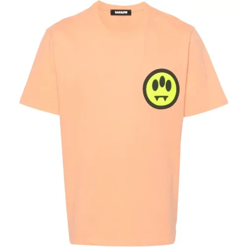Bedrucktes T-Shirt in Hellorange , Herren, Größe: XS - Barrow - Modalova
