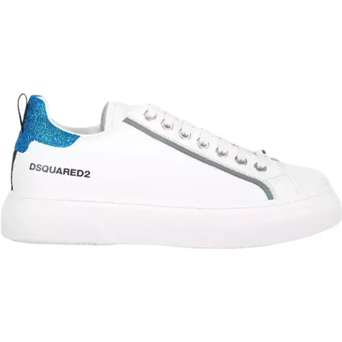 Weiße Ledersneaker mit Glitzerelement - Dsquared2 - Modalova