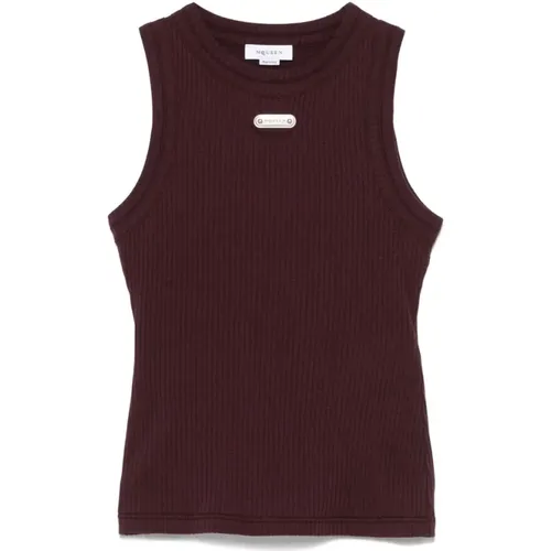 Burgundy Crew Neck Sleeveless Top , Damen, Größe: S - alexander mcqueen - Modalova