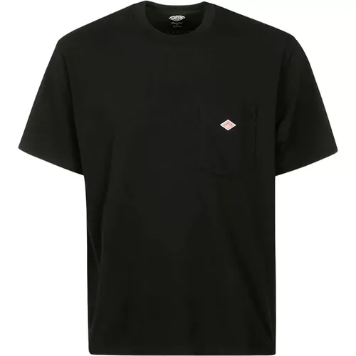 Schwarzes Taschen T-Shirt , Herren, Größe: L - Danton - Modalova
