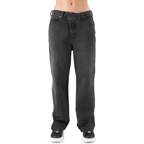 Loose Fit Tapered Jeans Dark Grey , female, Sizes: W25, W28, W27, W26 - Replay - Modalova