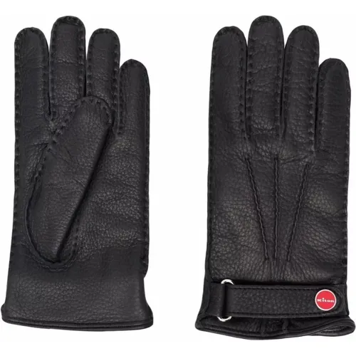 Schwarze Lederhandschuhe Vollfinger-Design , Herren, Größe: 7 1/2 IN - Kiton - Modalova