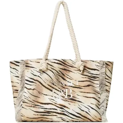 Canvas Shopping Bag with Fringes , female, Sizes: ONE SIZE - Twinset - Modalova