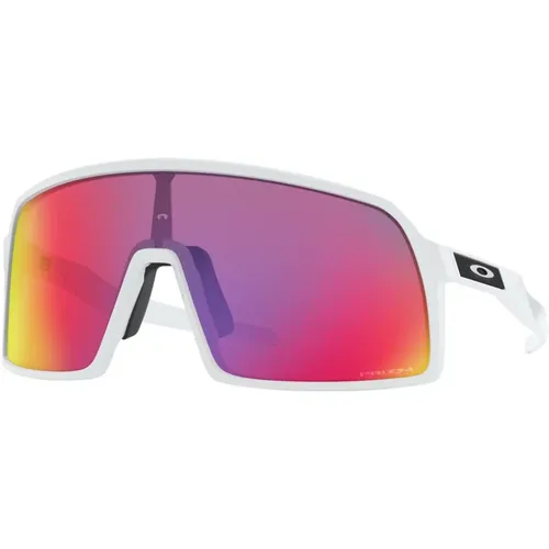 Matte Weiße Sonnenbrille mit Prizm Road Linse , Herren, Größe: ONE Size - Oakley - Modalova