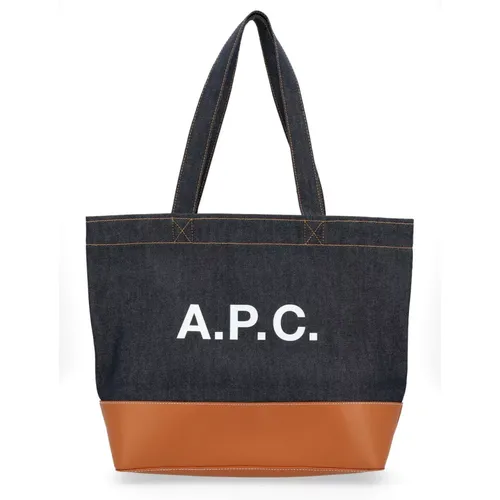 Denimblaue Leder-Tote-Tasche Axel - A.P.C. - Modalova