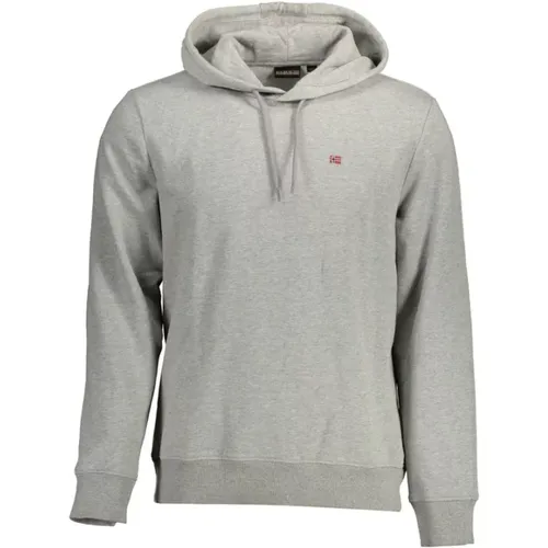 Grauer Hoodie mit ikonischem Logo , Herren, Größe: M - Napapijri - Modalova