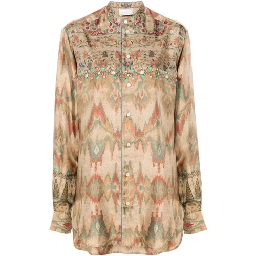 Floral Print Silk Shirt , female, Sizes: M, L - Pierre-Louis Mascia - Modalova