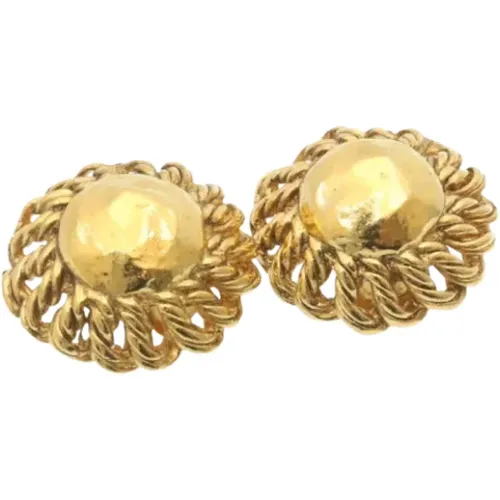 Chanel Goldene Metall-Ohrringe , Damen, Größe: ONE Size - Chanel Vintage - Modalova